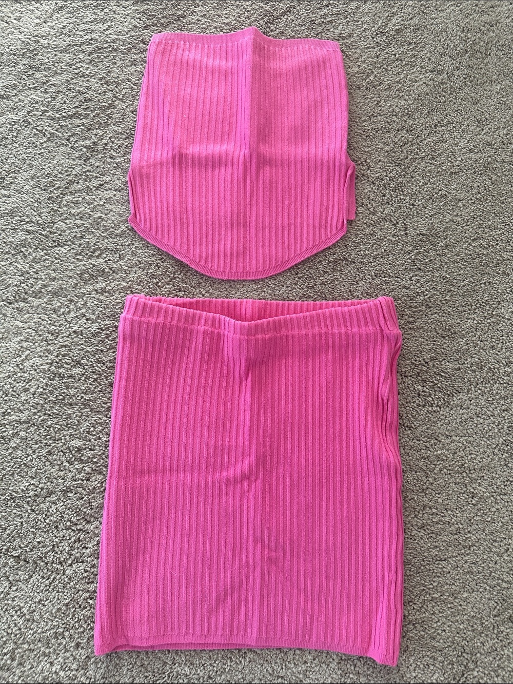 Pink Ribbed Knit Tube Skirt - Women's Stylish Everyday